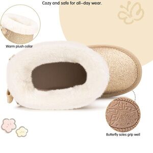 KRABOR Toddlers/Little Girls Boots,Glitter Snow Shoes with Cotton Lining Bow